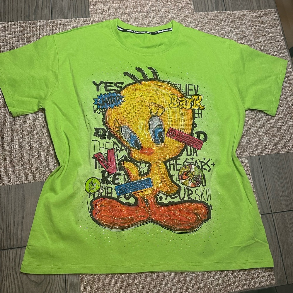 Woman Bright Green Tweety Graphic T-Shirt